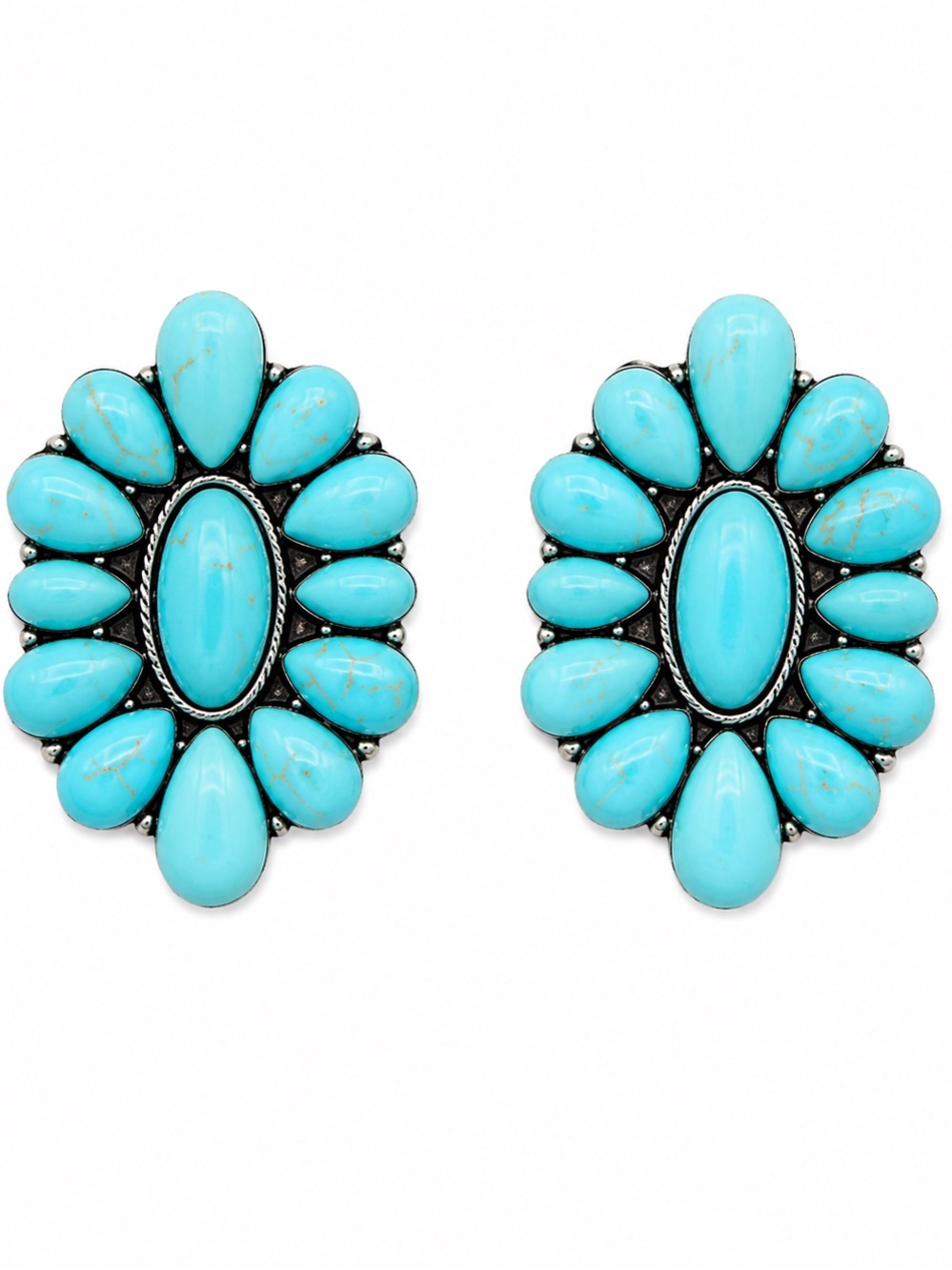 Turquoise Cluster Statement Earrings